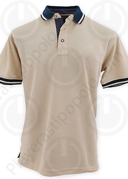 Playera Cuello Polo Playera Tipo Polo Beige Azul